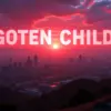 赤い夕焼けの都市風景に「FORGOTTEN CHILDREN」の文字が浮かぶ画像。ラオスで深刻化する児童搾取の実態と、日本人加害者も関わる「忘れられた子供たち」の問題を象徴している。