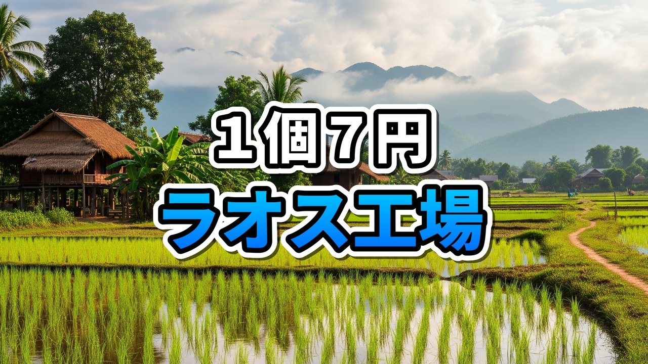 ラオスの巨大レンガ工場で積み上げられた大量の赤レンガと黄色いヘルメットの女性レポーター