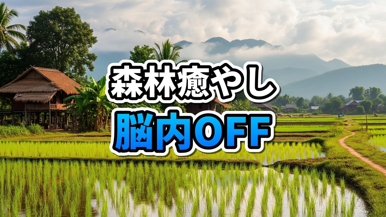 ラオスの森の中に佇むSwitch Cafeのモダンなコンクリート建築と赤いロープのアート