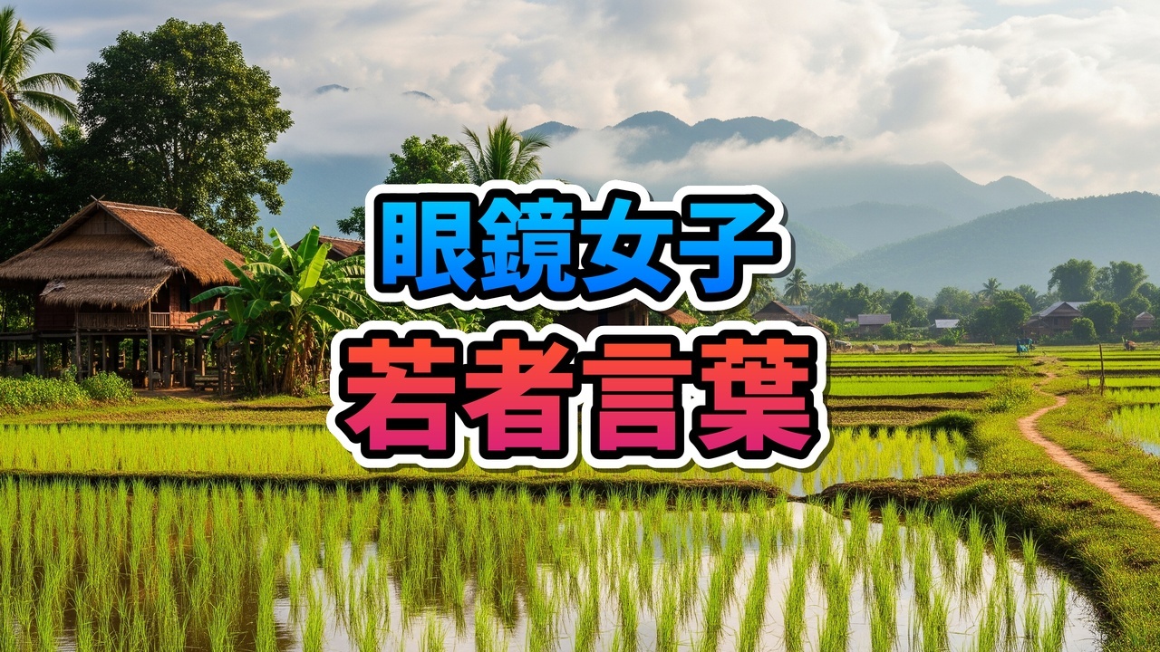 スマホを見ていたずらっぽく微笑む眼鏡をかけたラオスの若い女性