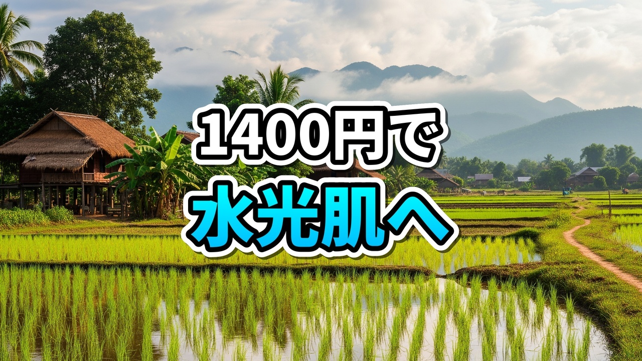 ラオスの美容サロンでピンク色の美容液を導入するダーマペン施術の様子