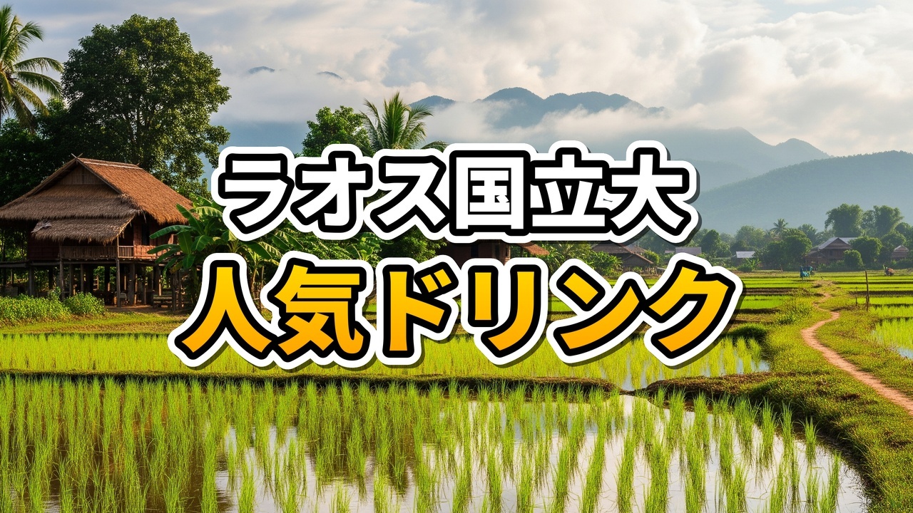 ラオス国立大学のイベントでSuno Teaを持つ笑顔の女性二人