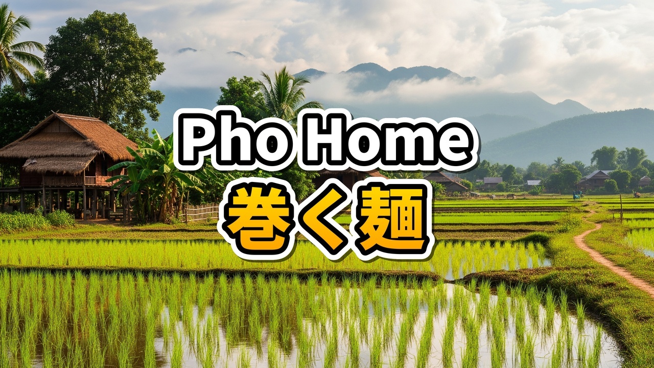 ビエンチャンのPho Homeで提供される、牛肉とハーブを白いライスヌードルシートで巻いたフォークオン（Phở Cuốn）