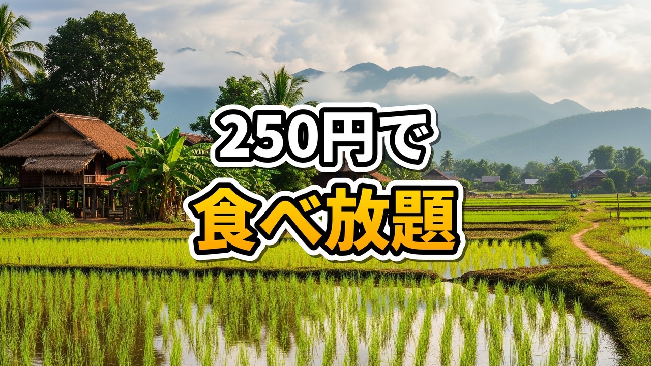 ビエンチャンのSISTER CAFEで提供されている35,000キープのランチビュッフェの様子