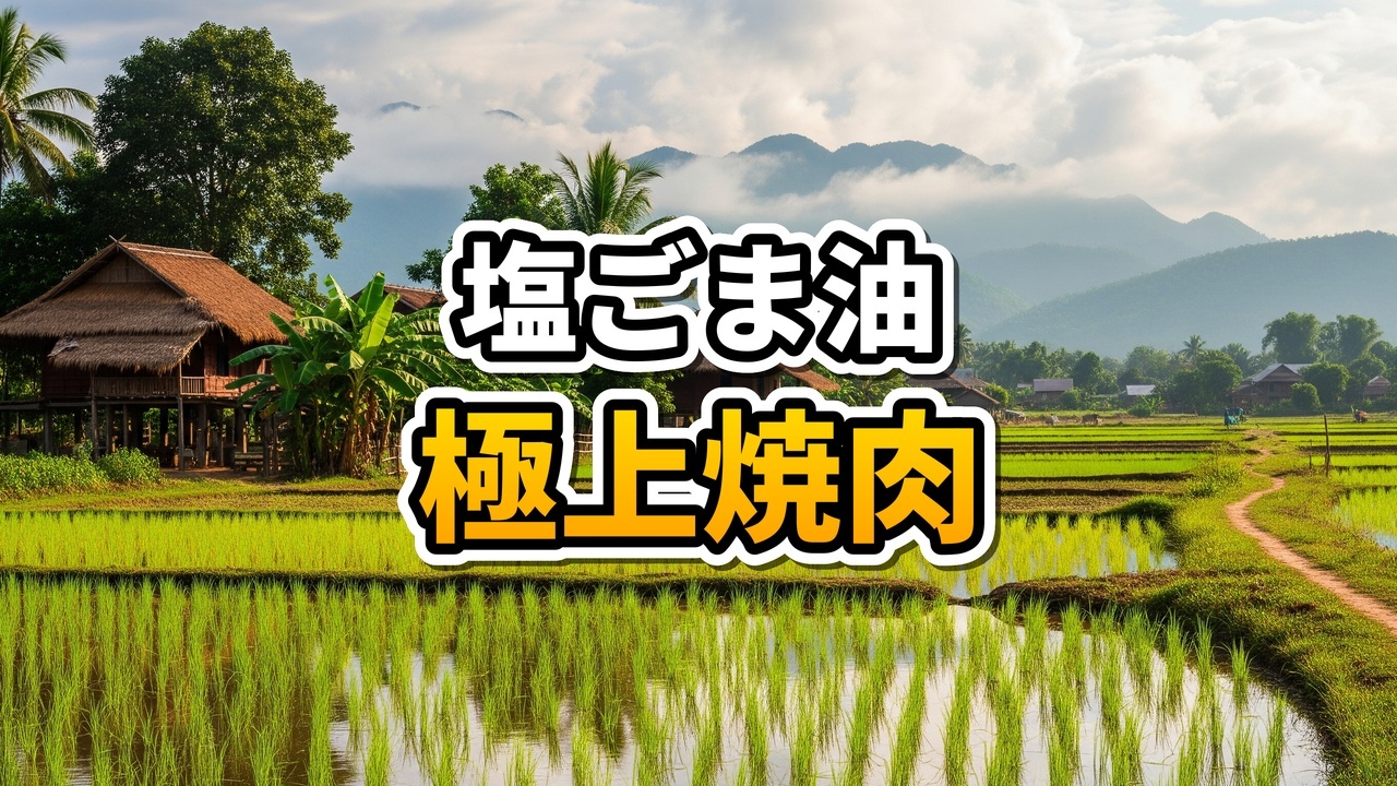 ビエンチャンのHormone Mafiaで炭火焼き網の上で焼かれる牛肉と塩ごま油のタレ